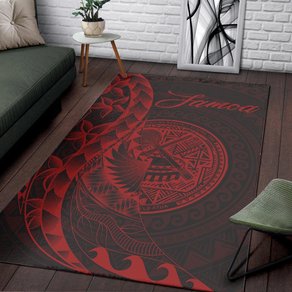 American Samoa Area Rug - Polynesian Pattern Style Red Color - Vibe Hoodie Shop