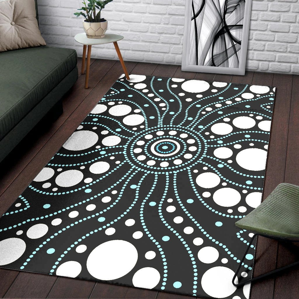 Aboriginal Area Rug - Dreamtime White Dot Painting Aboriginal Style - Vibe Hoodie Shop