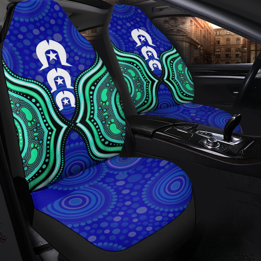 Torres Strait Car Seat Covers - Torres Strait Symbol And Aboriginal Patterns - Vibe Hoodie Shop