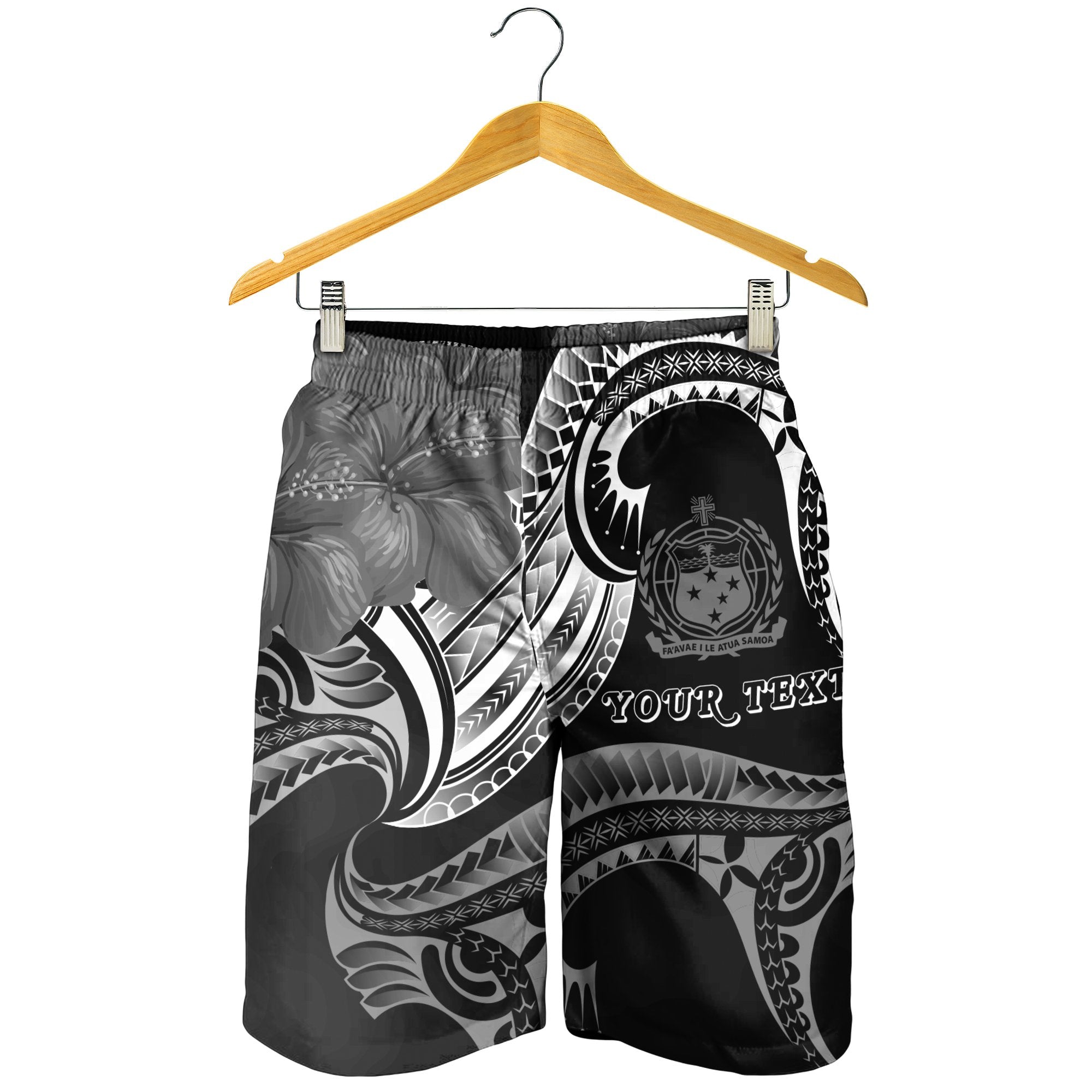 Samoa Custom Personalised Men's Shorts - Samoa Seal Wave Style (Black) - Vibe Hoodie Shop