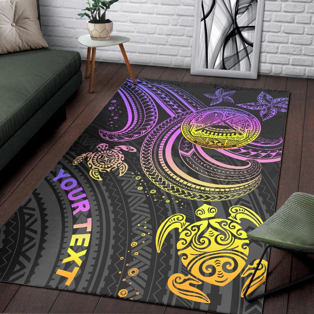 American Samoa Custom Personalised Area Rug - Pink Turtle - Vibe Hoodie Shop