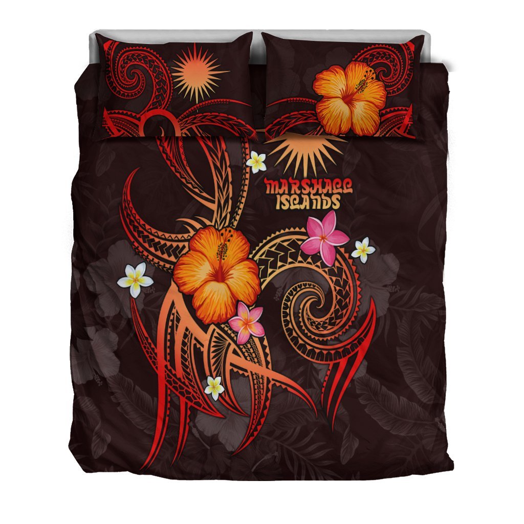 Marshall Islands Polynesian Bedding Set - Legend of Marshall Islands (Red) - Vibe Hoodie Shop