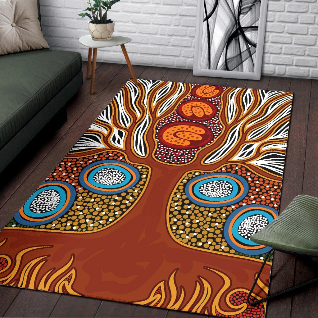 Vibe Hoodie Aboriginal Area Rug - Indigenous Tree Dot Painting - RLT20 - Vibe Hoodie Shop