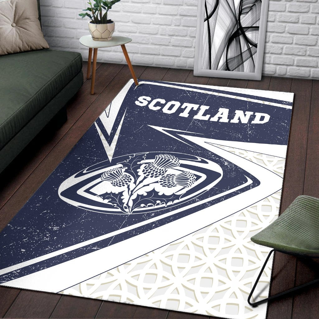 Scotland Rugby Area Rug - Celtic Scottish Rugby Ball Thistle Ver - Vibe Hoodie Shop