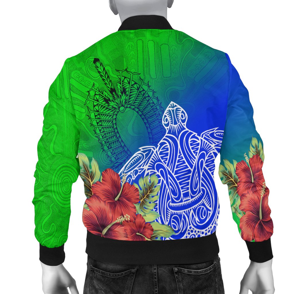 Torres Strait Islanders Bomber Jacket - Ocean Hibiscus - Vibe Hoodie Shop