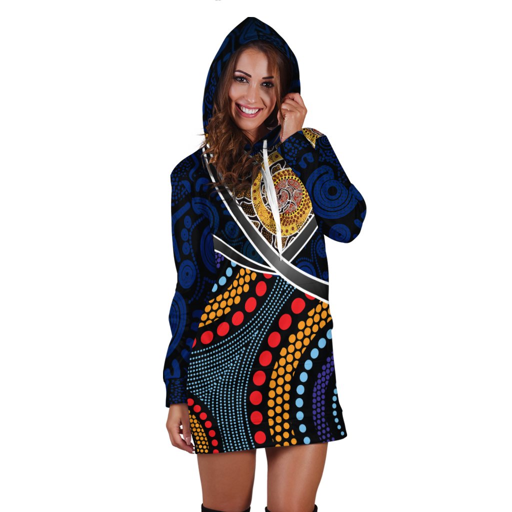 Australia Hoodie Dress - Aboriginal Dot Panting Art With Snake - Vibe Hoodie Shop