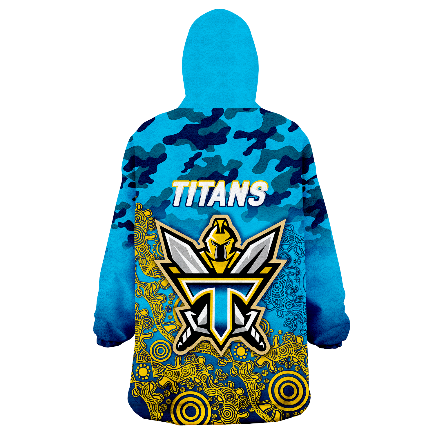 Titans Rugby ANZAC Day Camouflage Indigenous Art Wearable Blanket Hoodie - - Vibe Hoodie Shop