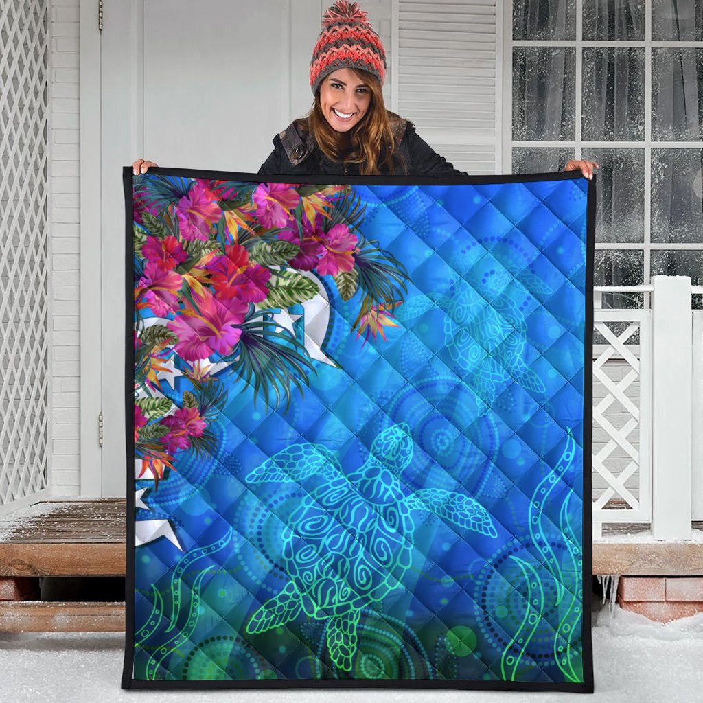 Premium Quilts - Torres Strait Blue Sea With Hibiscus - Vibe Hoodie Shop