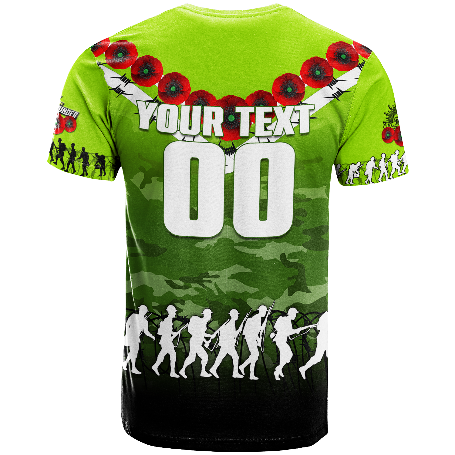 (Custom Personalised) Sydney Thunder ANZAC 2022 T shirt Camouflage With Poppy - - Vibe Hoodie Shop