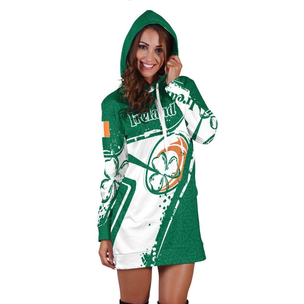 (Custom Text) Ireland Rugby Personalised Hoodie Dress - Irish Rugby - Vibe Hoodie Shop