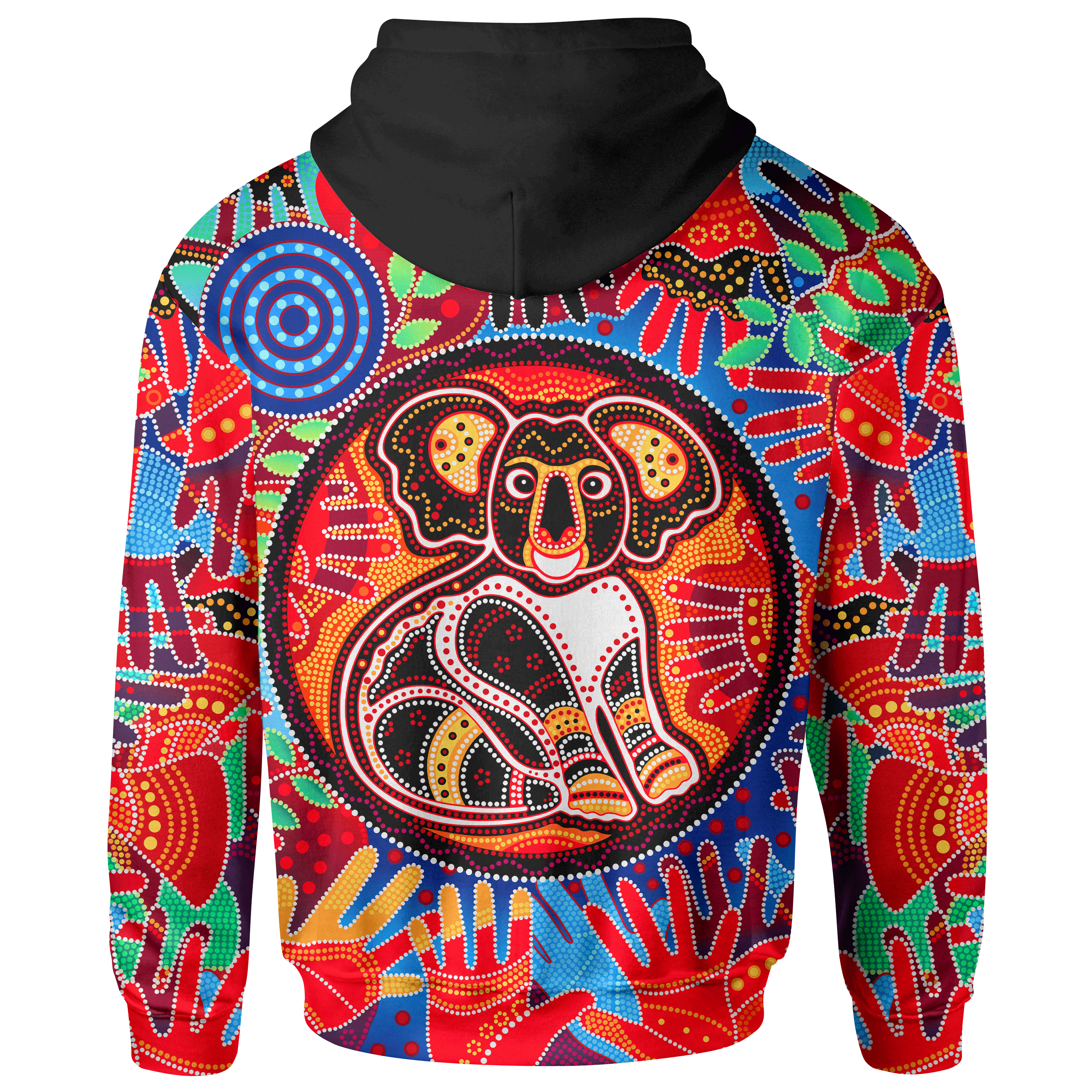 Aboriginal Zip - Up Hoodie, Koala and Hand Art Dot Painting Hoodie - Vibe Hoodie Shop