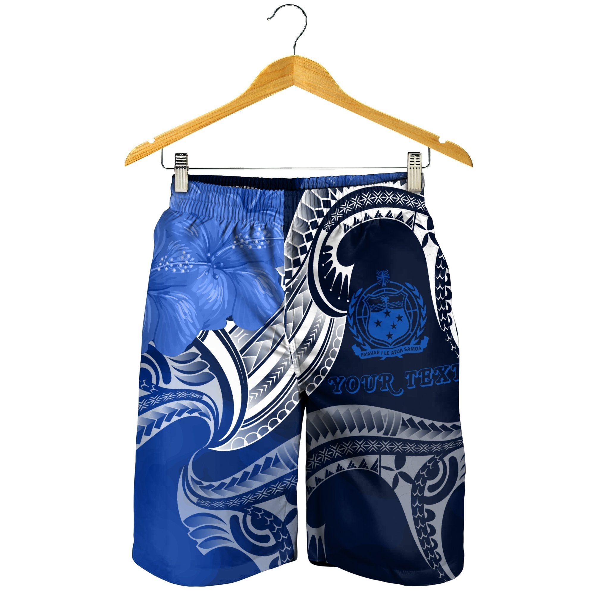 Samoa Custom Personalised Men's Shorts - Samoa Seal Wave Style (Blue) - Vibe Hoodie Shop