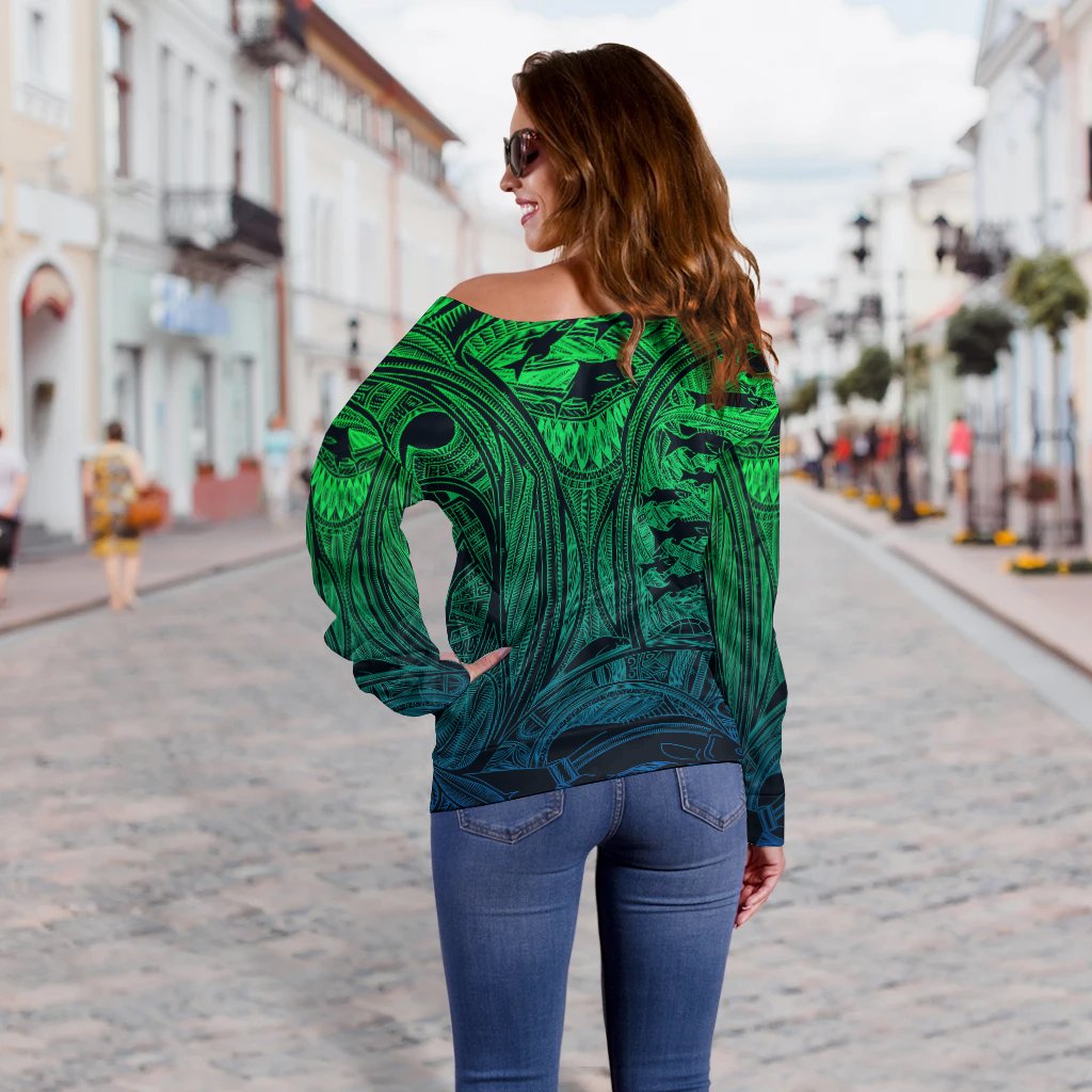 Torres Strait Islanders Off Shoulder Sweater - Ocean Art - Vibe Hoodie Shop