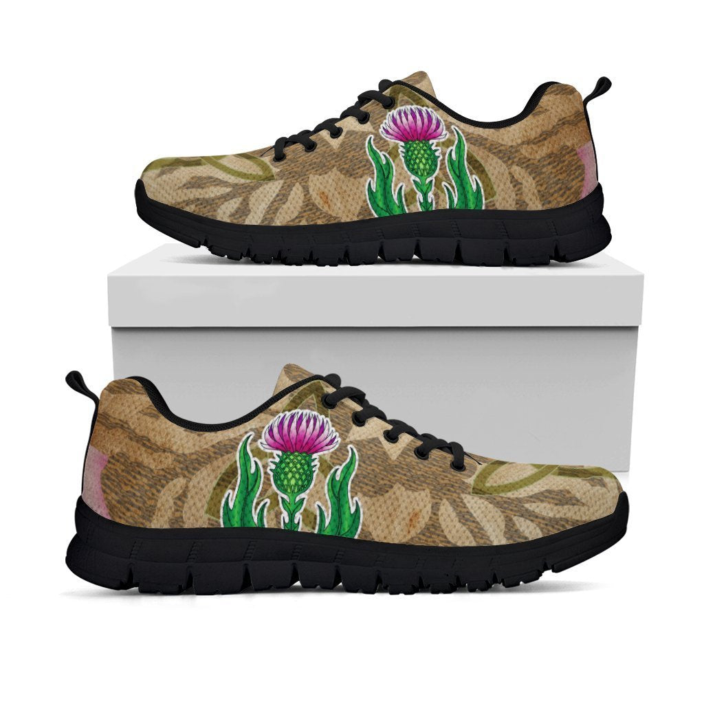 Scottish Sneakers - Thistle Flowers Celtic Knot Vintage Style - Vibe Hoodie Shop