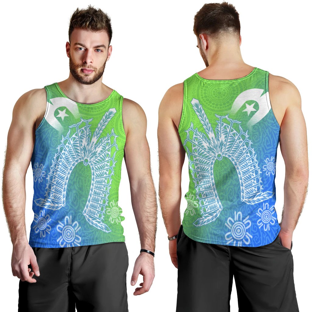 Torres Strait Islanders Men's Tank Top - Dhari Mask Ocean Style - Vibe Hoodie Shop