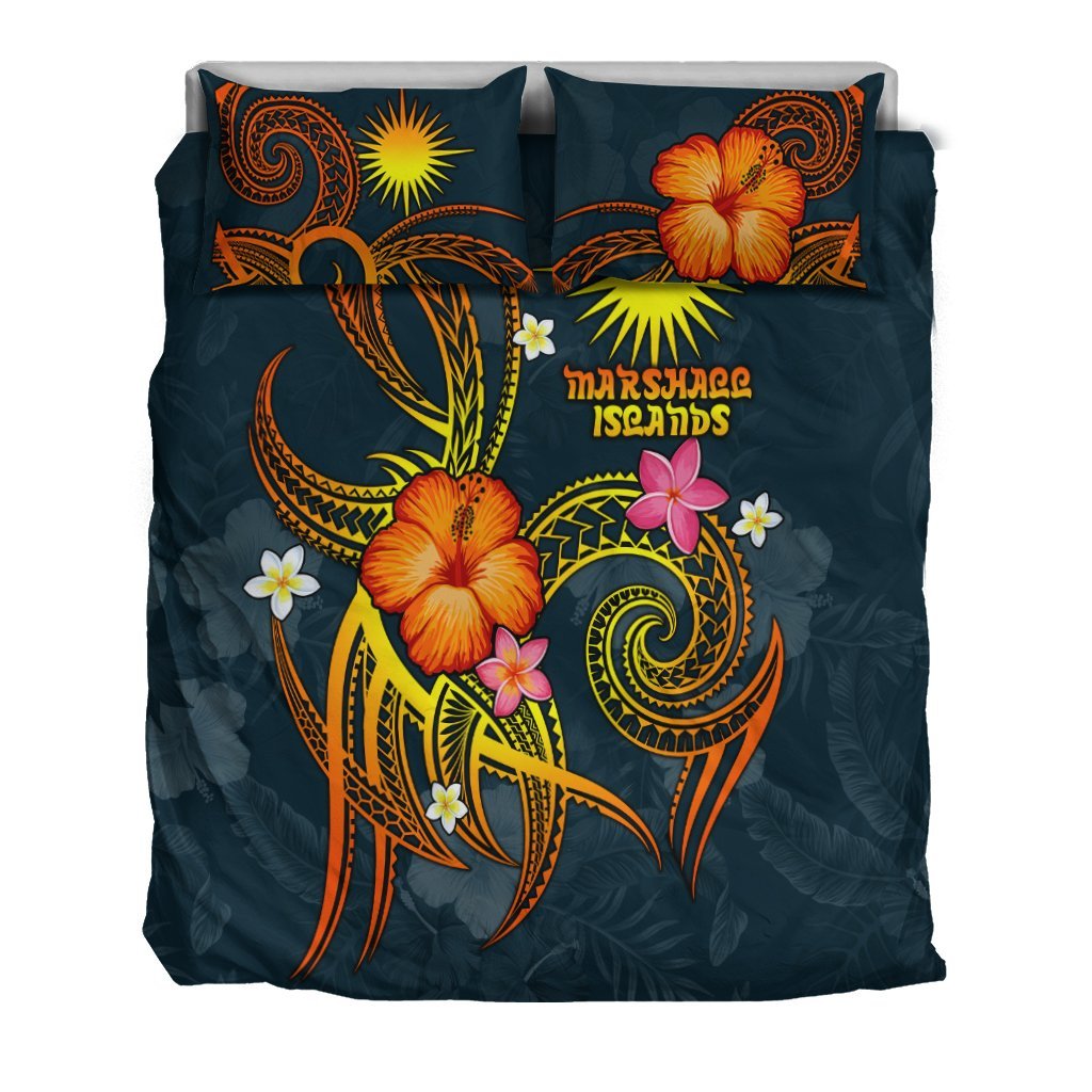 Marshall Islands Polynesian Bedding Set - Legend of Marshall Islands (Blue) - Vibe Hoodie Shop