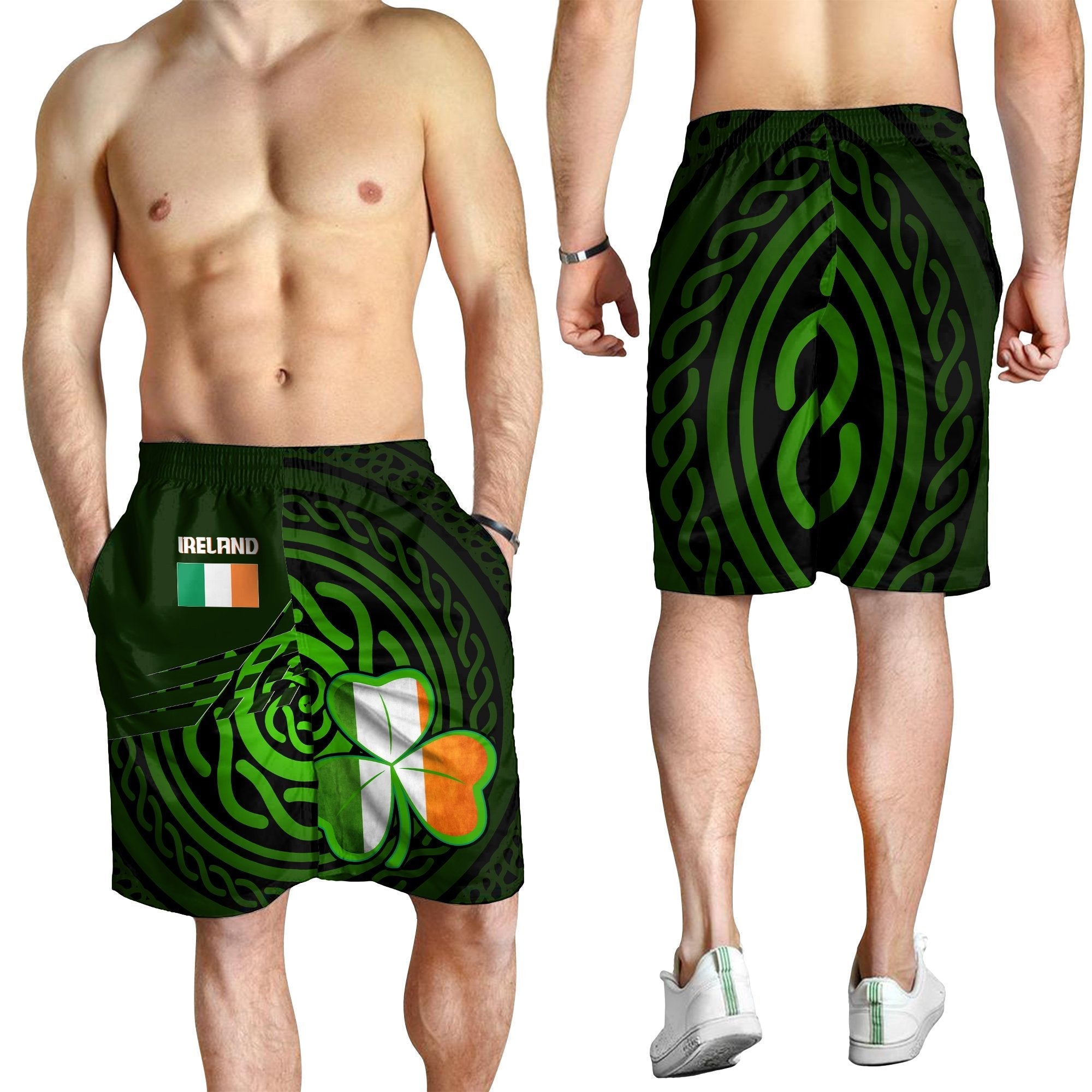 Ireland Men's Short - Ireland Symbol With Celtic Patterns - Vibe Hoodie Shop