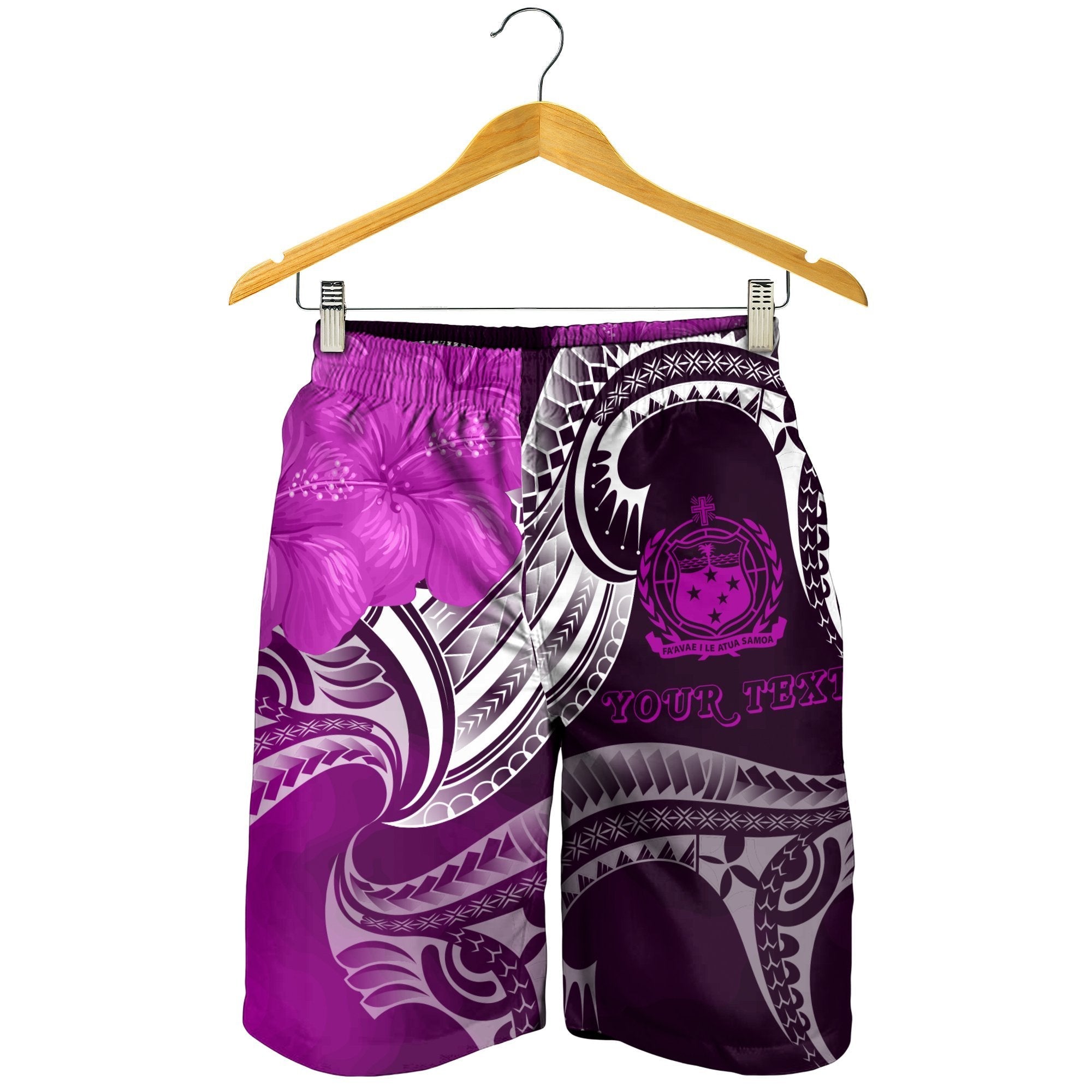 Samoa Custom Personalised Men's Shorts - Samoa Seal Wave Style (Pink) - Vibe Hoodie Shop