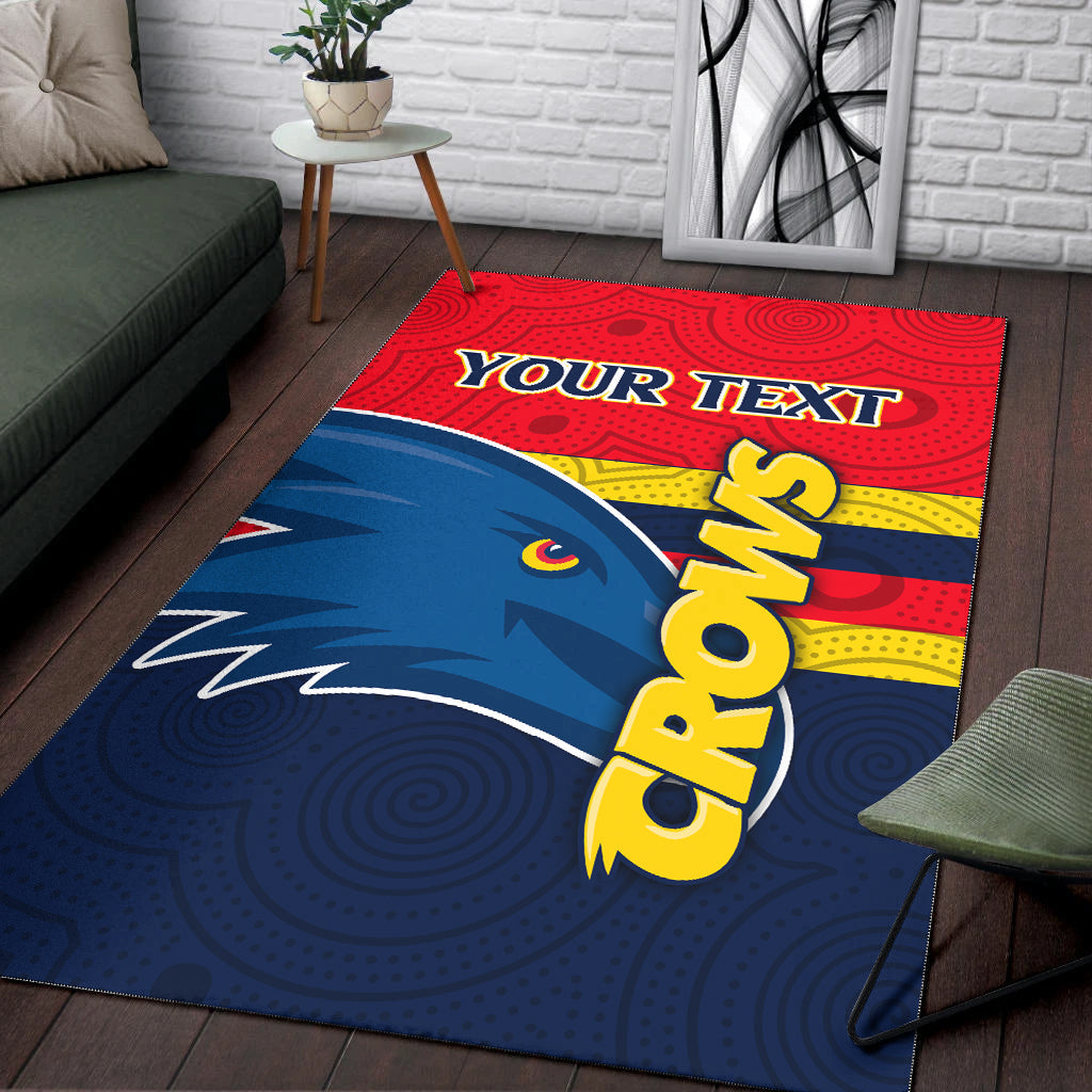 (Custom Personalised) Adelaide Crows Area Rug - Aboriginal Dot Painting - - Vibe Hoodie Shop