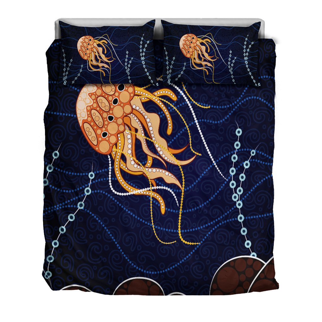 Aboriginal Bedding Set - Aboriginal Depicting Jellyfish - Vibe Hoodie Shop