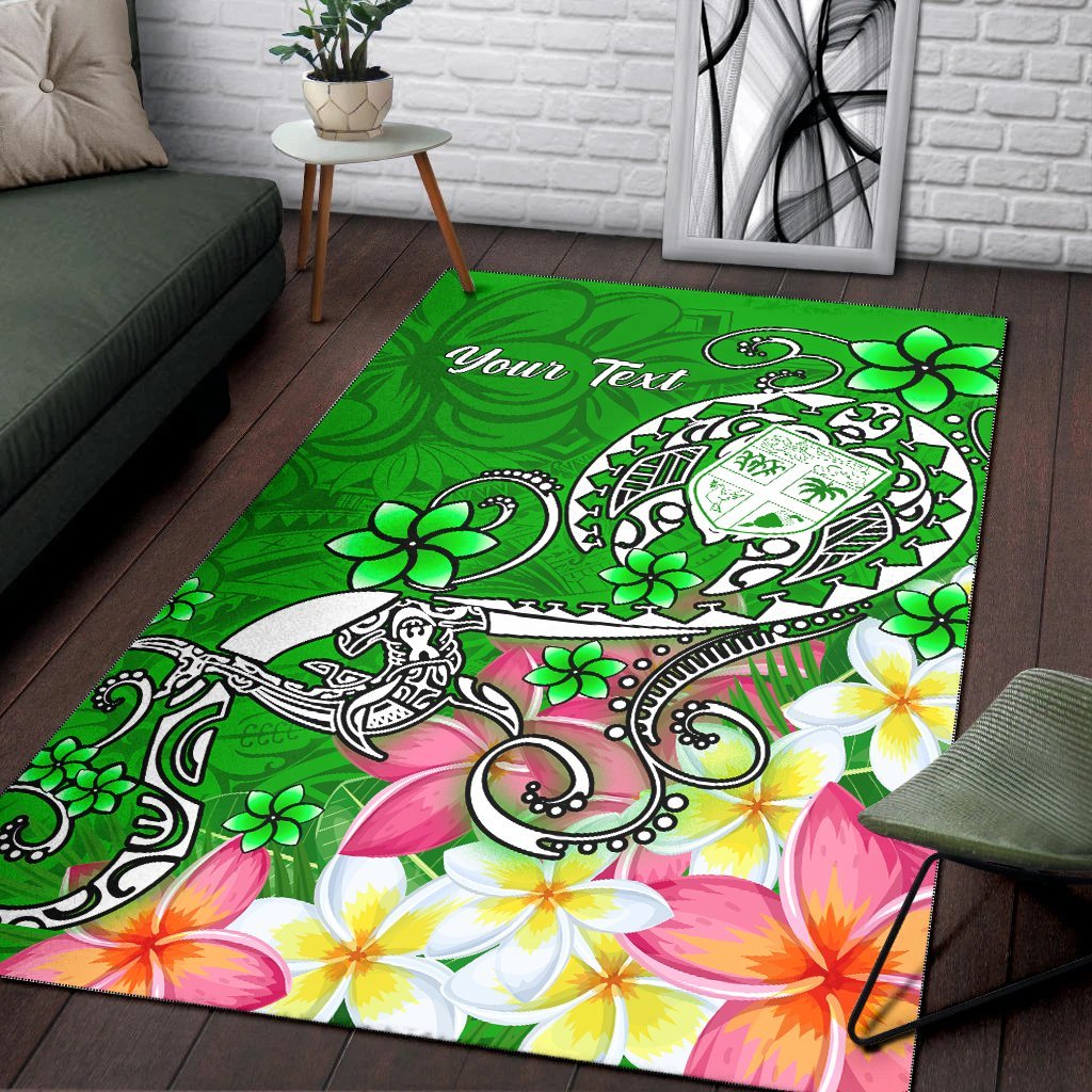 Fiji Custom Personalised Area Rug - Turtle Plumeria (Green) - Vibe Hoodie Shop