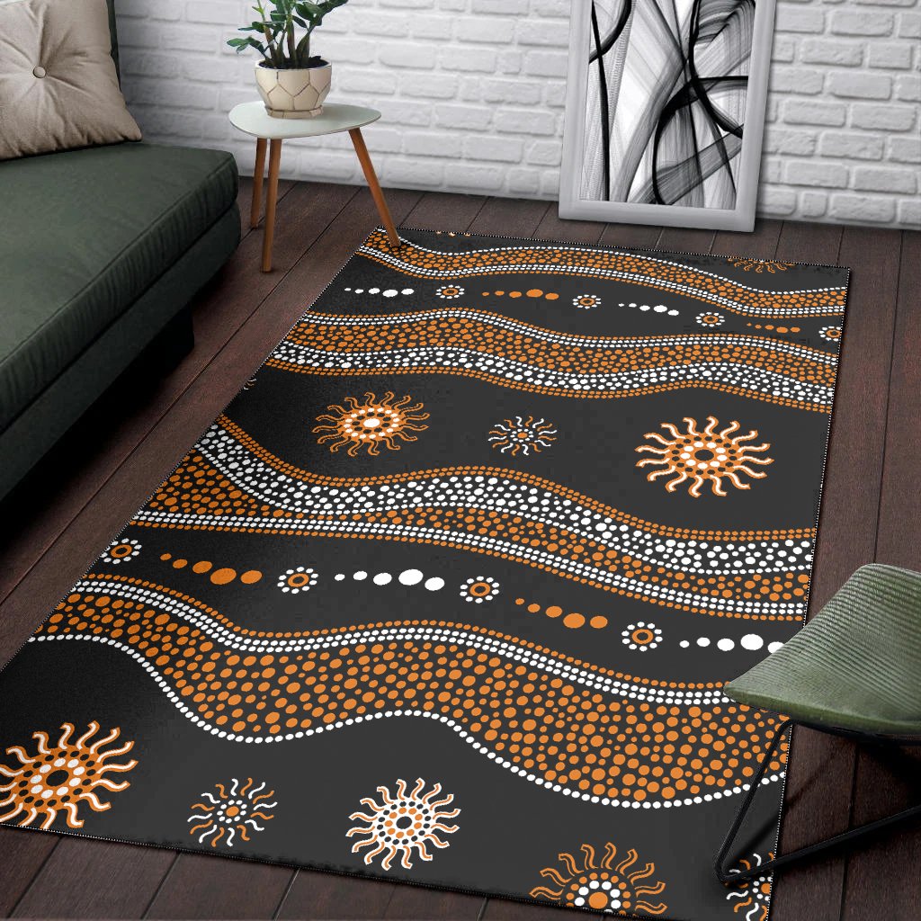 Aboriginal Area Rug - Aboriginal Pattern Black Style - Vibe Hoodie Shop