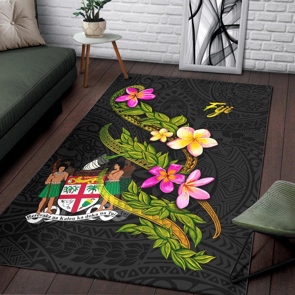 Fiji Polynesian Area Rug - Plumeria Tribal - Vibe Hoodie Shop