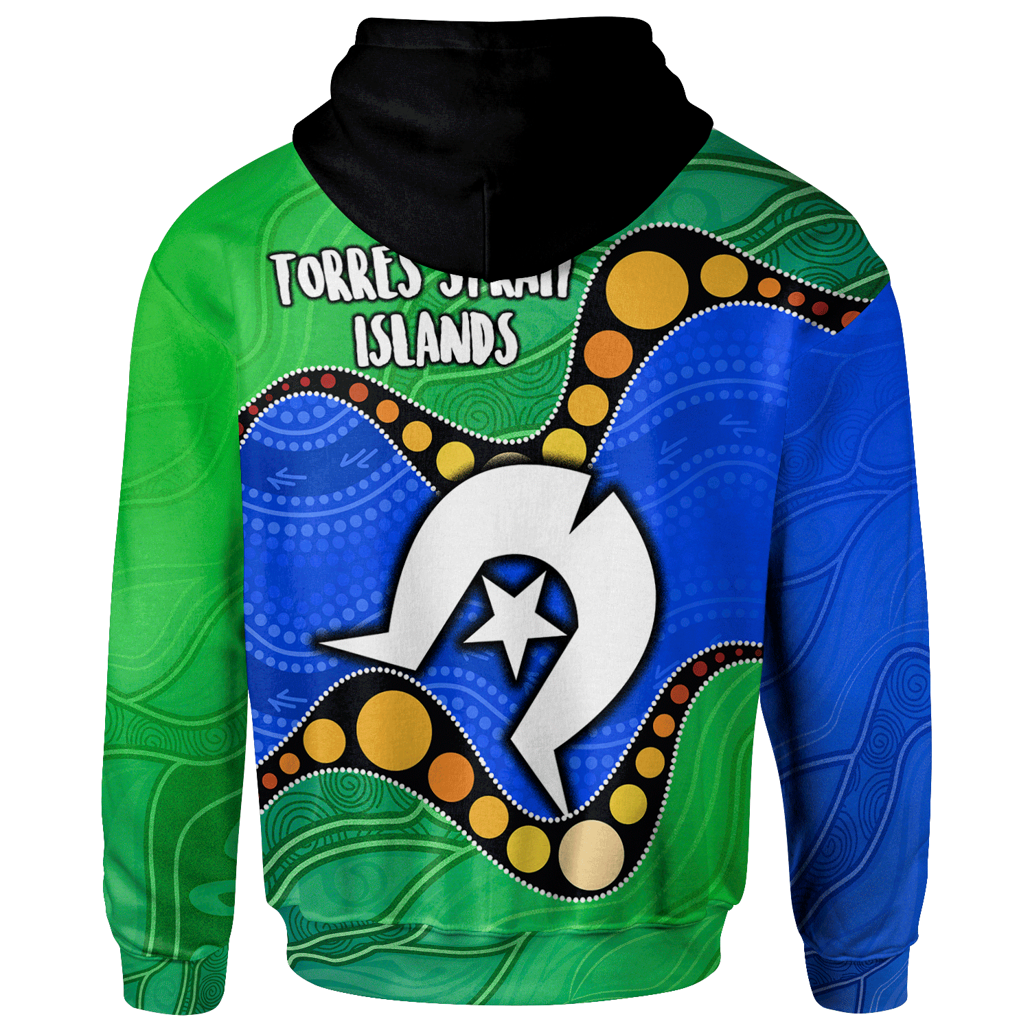 Torres Strait Islands Hoodie - Flag with Aboriginal Patterns - Vibe Hoodie Shop