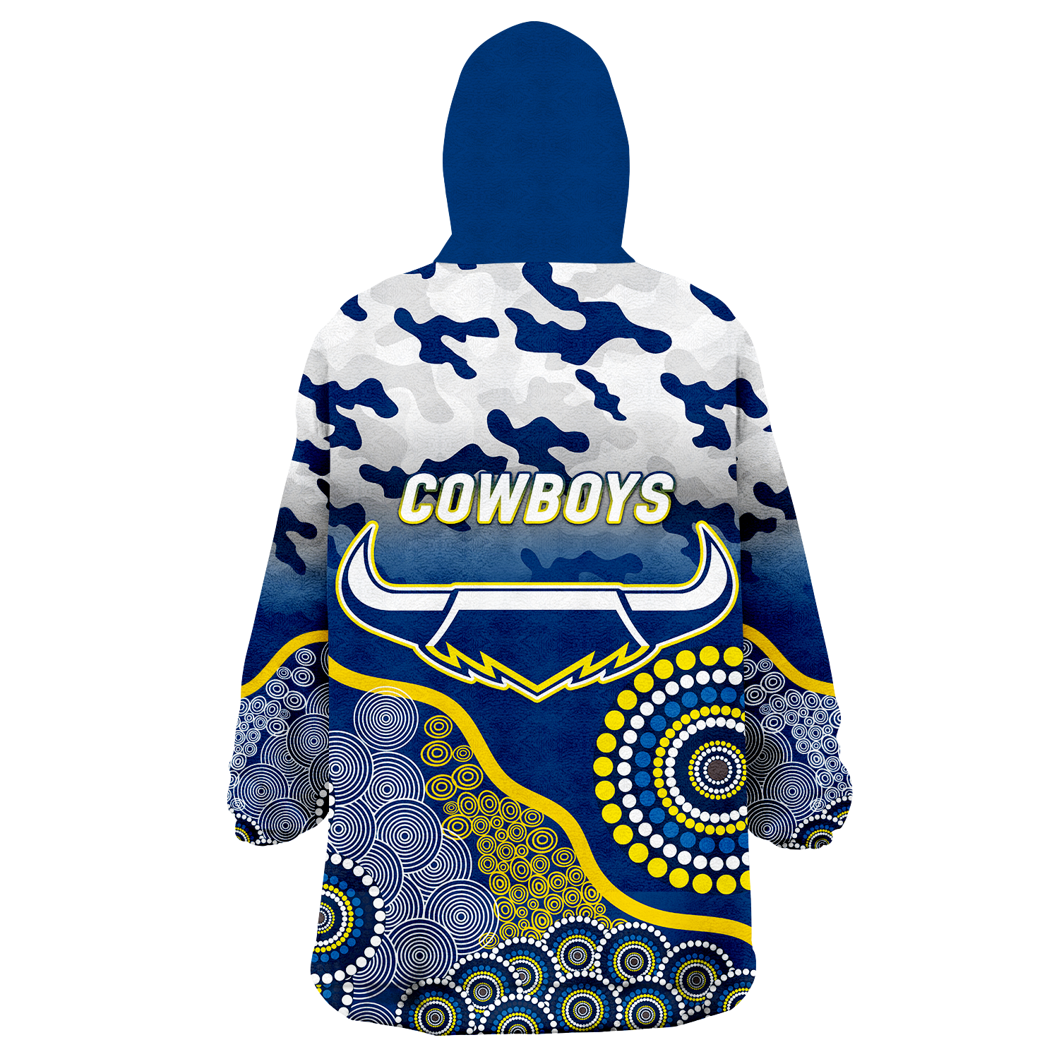 Cowboys Rugby ANZAC Day Camouflage Indigenous Art Wearable Blanket Hoodie - - Vibe Hoodie Shop