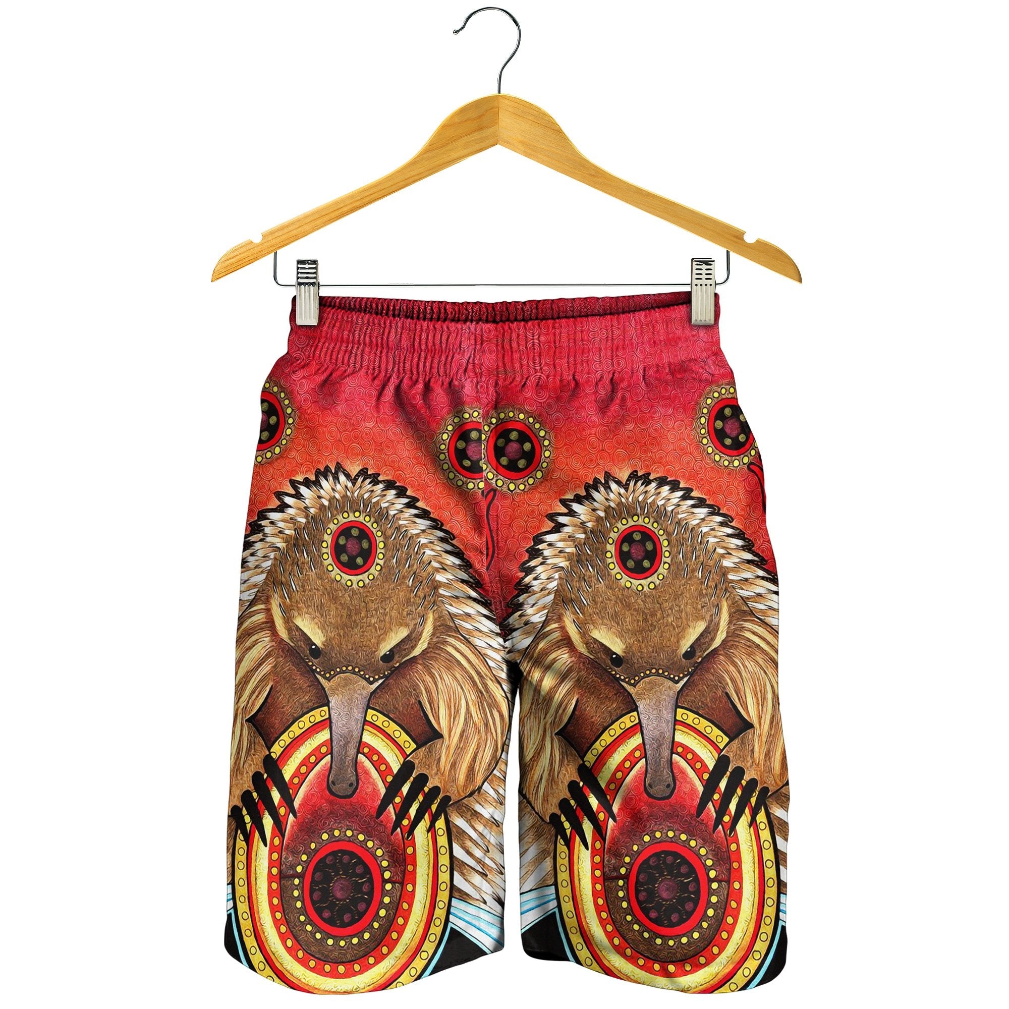 Aboriginal Men's Shorts - Australian Echidna - Vibe Hoodie Shop