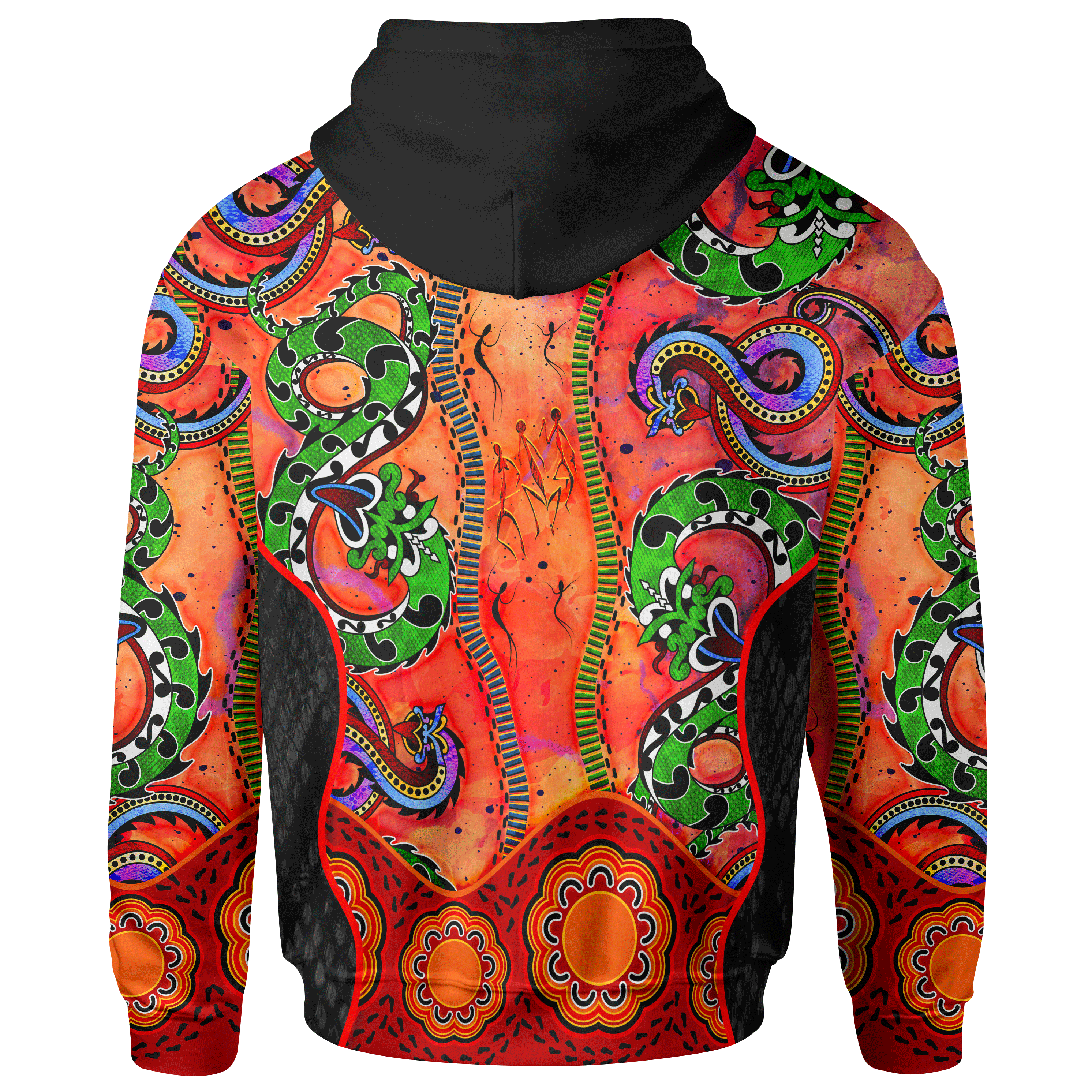 Aboriginal Hoodie - Aussie Indigenous Patterns Orange - Vibe Hoodie Shop