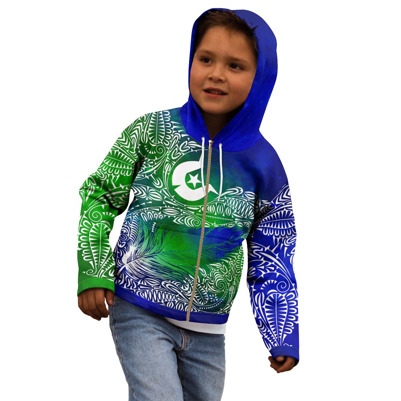 Torres Strait Islanders Kid Zip - Up Hoodie - Feather Torres Aether BN15T - Vibe Hoodie Shop