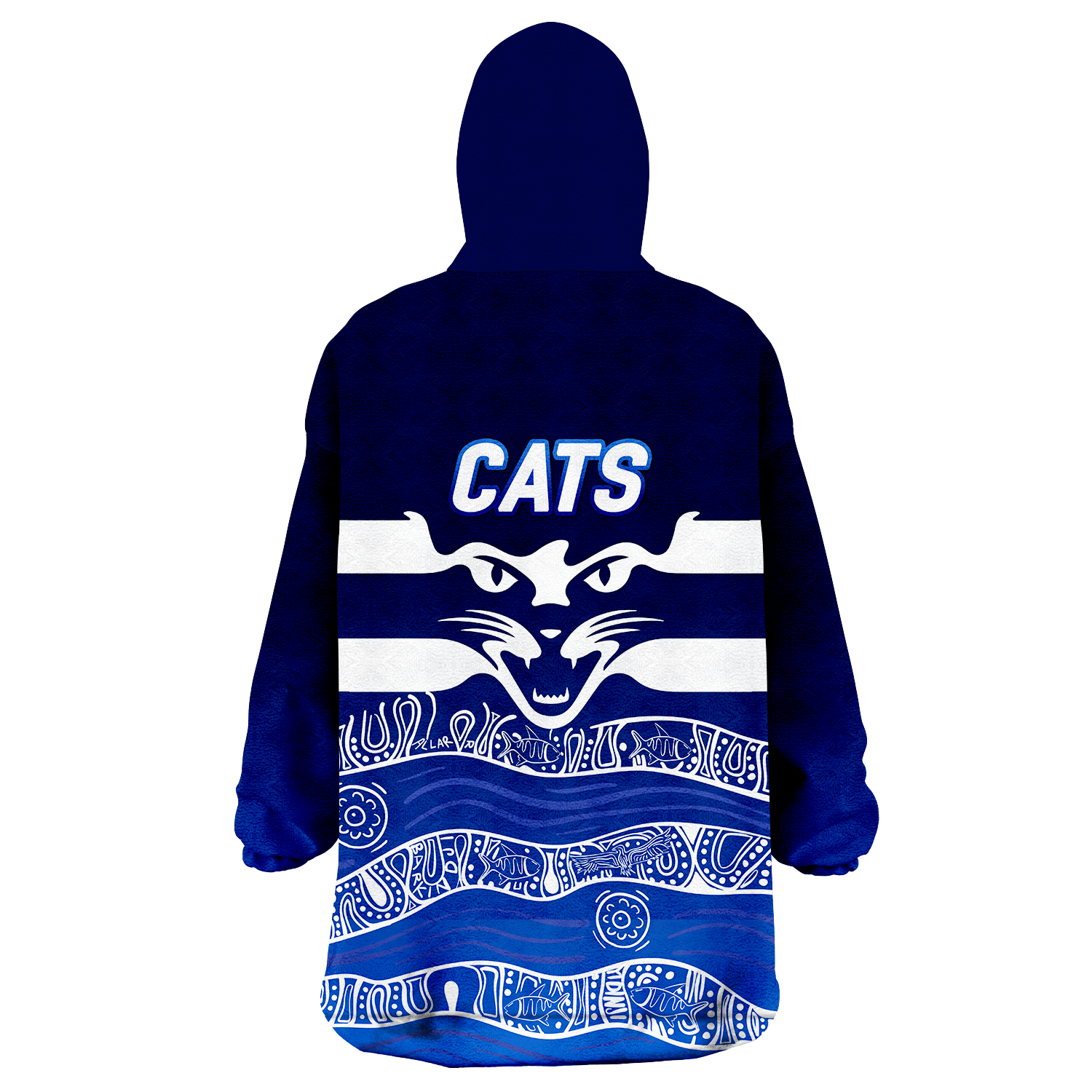 Cats Aboriginal Art Football Geelong Wearable Blanket Hoodie - - Vibe Hoodie Shop