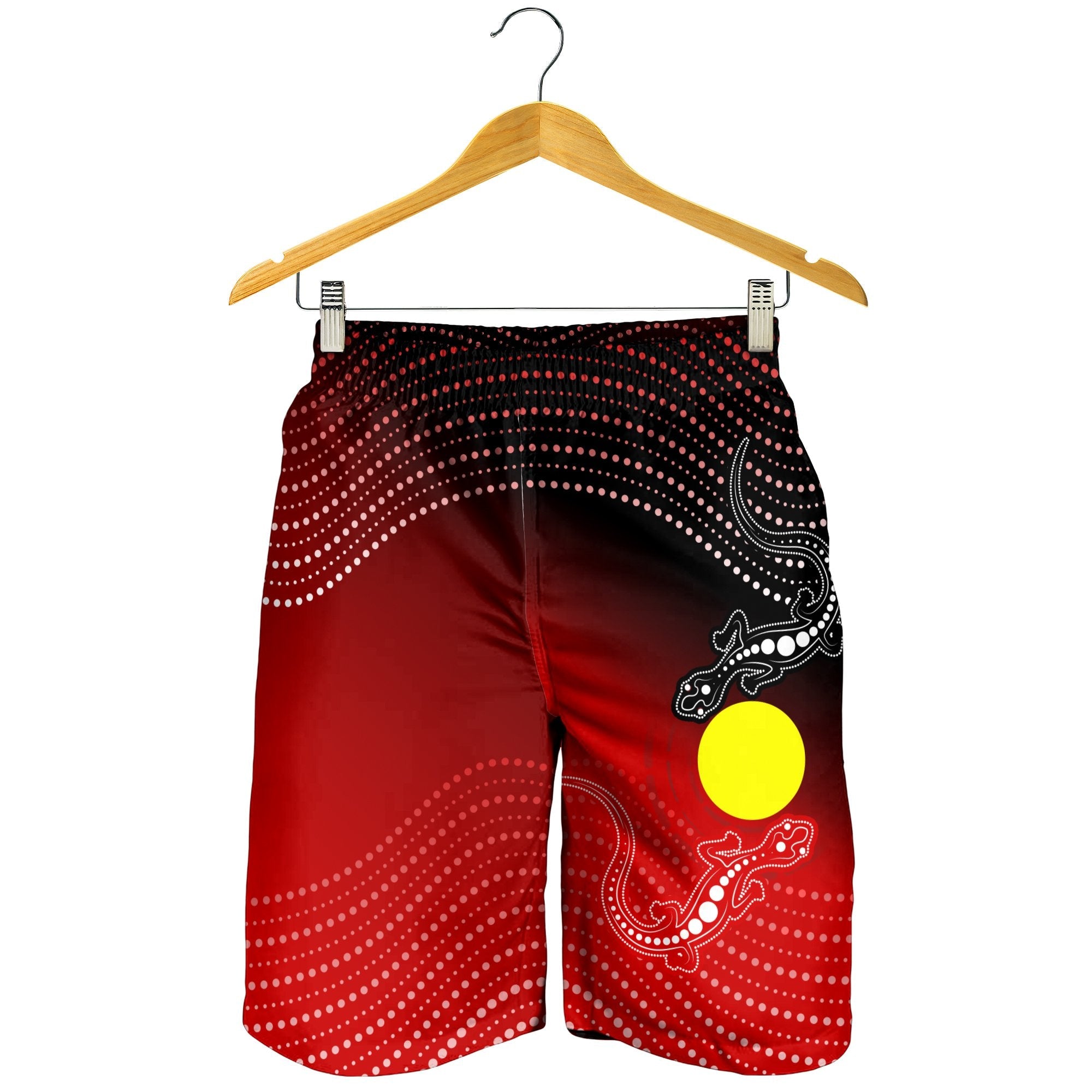 Aboriginal Men's Shorts - Two Indigenous Lizard - Vibe Hoodie Shop