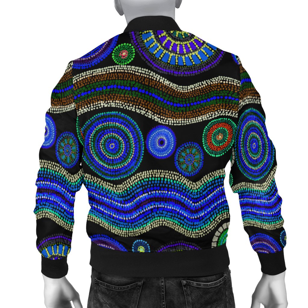 Bomber Jacket - Aboriginal Dot Unique Style Blue - Vibe Hoodie Shop