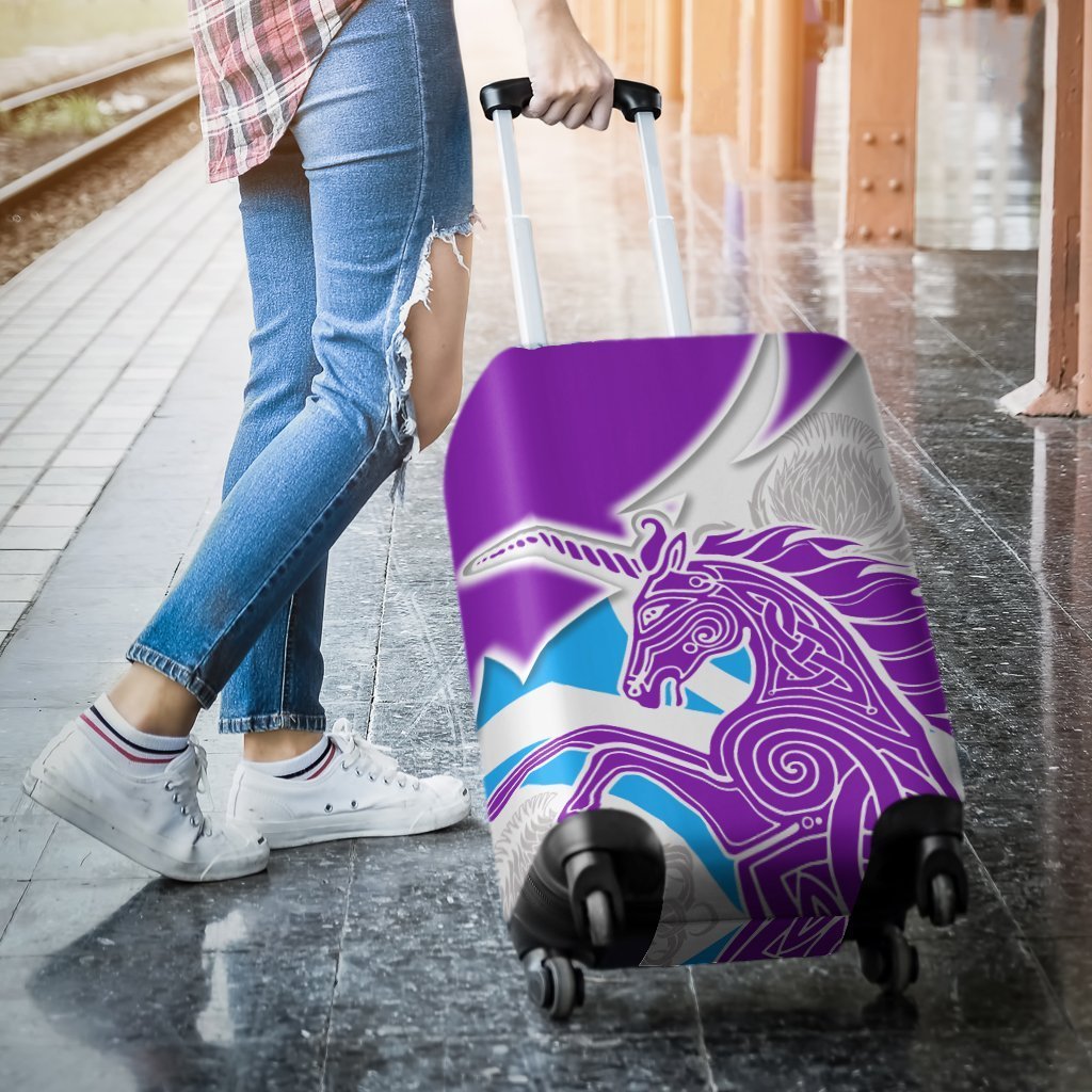 Celtic Scotland Luggage Covers - Scotland Unicorn and Thistle Pattern - Vibe Hoodie Shop