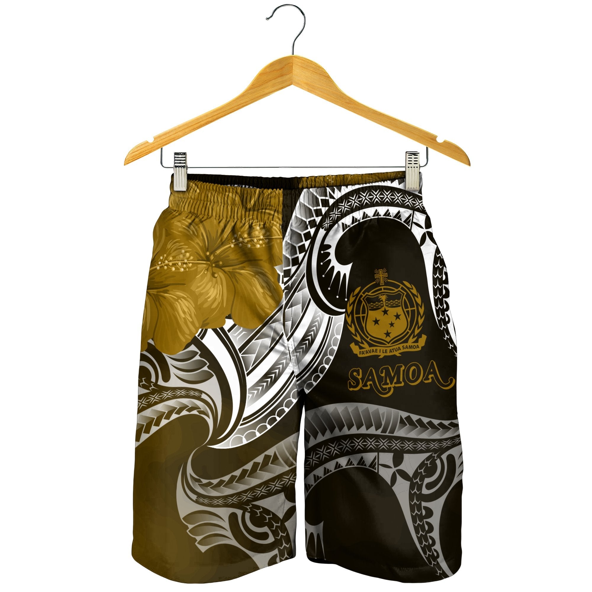 Samoa Men's Shorts - Samoa Seal Wave Style (Gold) - Vibe Hoodie Shop