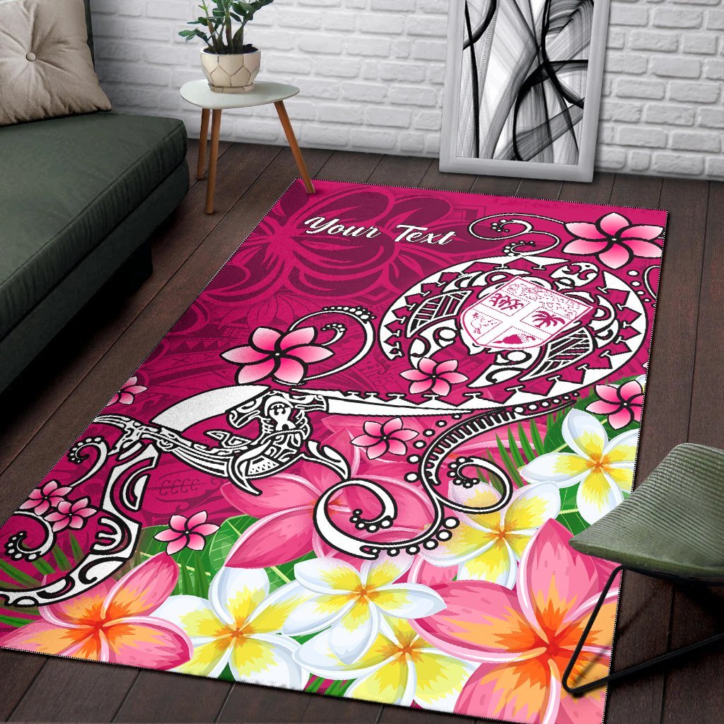 Fiji Custom Personalised Area Rug - Turtle Plumeria (Pink) - Vibe Hoodie Shop