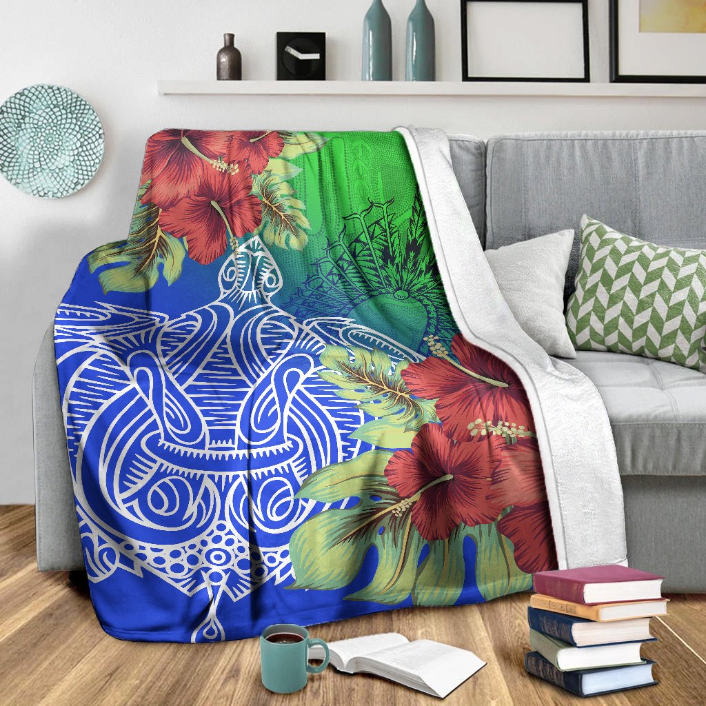 Torres Strait Islanders Premium Blanket - Ocean Hibiscus - Vibe Hoodie Shop