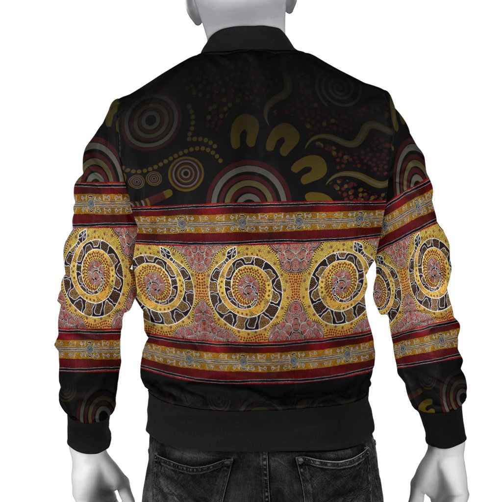 Aboriginal Men Bomber Jacket - Snake Dot Panting Art - Vibe Hoodie Shop
