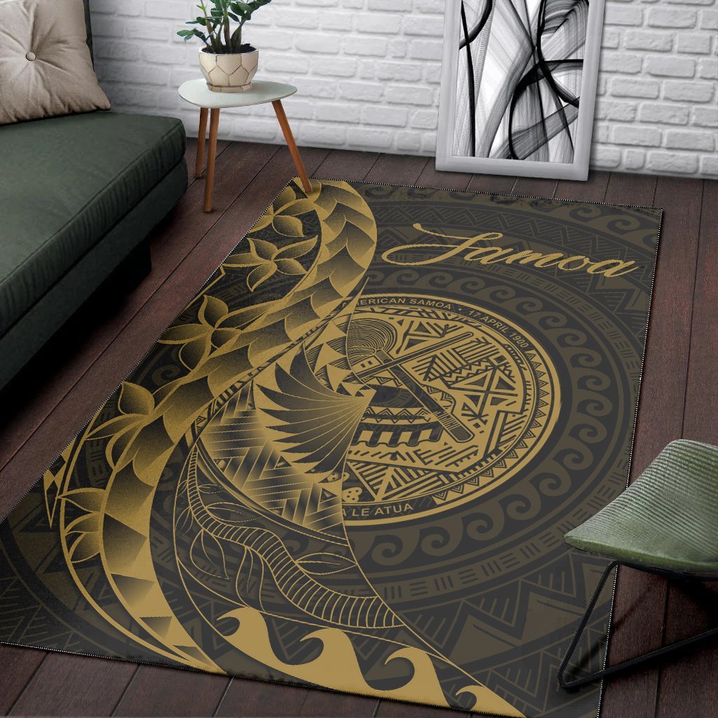 American Samoa Area Rug - Polynesian Pattern Style Gold Color - Vibe Hoodie Shop