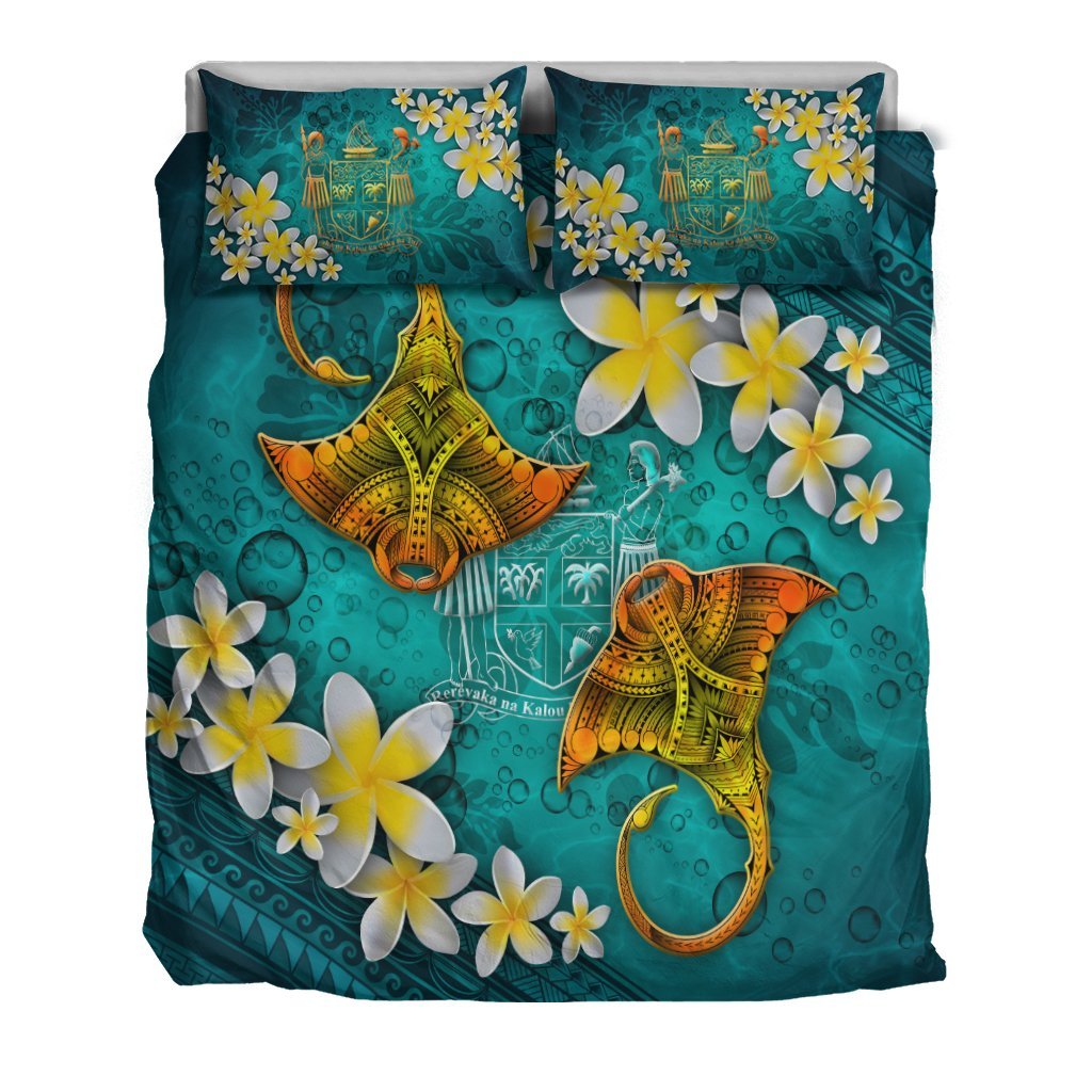 Fiji Polynesian Bedding Set - Manta Ray Ocean - Vibe Hoodie Shop