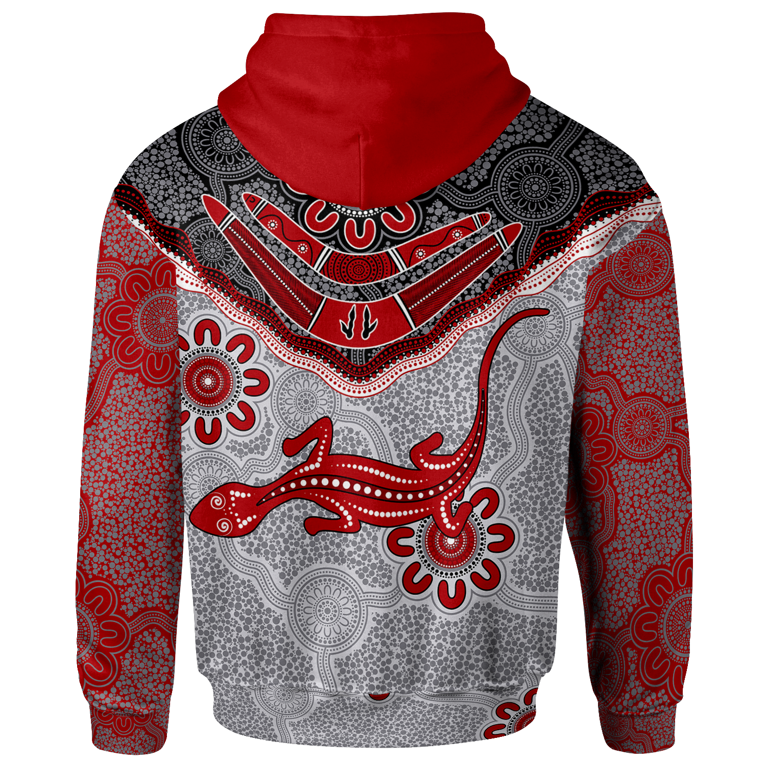 Aboriginal Hoodie - Indigenous Boomerang and Lizard Art - Vibe Hoodie Shop