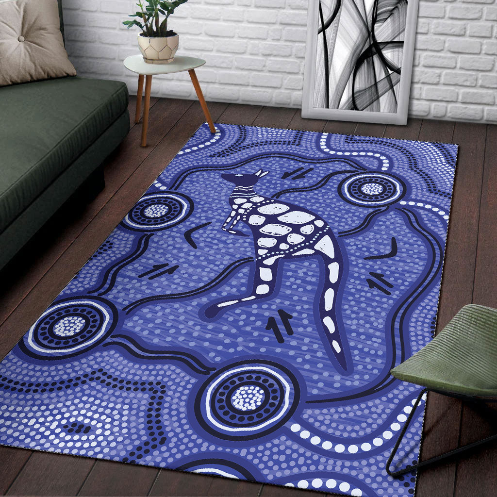 Aboriginal Kangaroo Painting Purple Area Rug - - Vibe Hoodie Shop