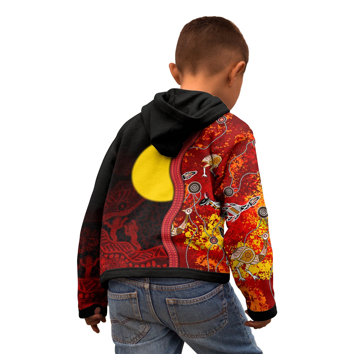 Custom - Kids Aboriginal Hoodie - Red Indigenous Flag - Vibe Hoodie Shop