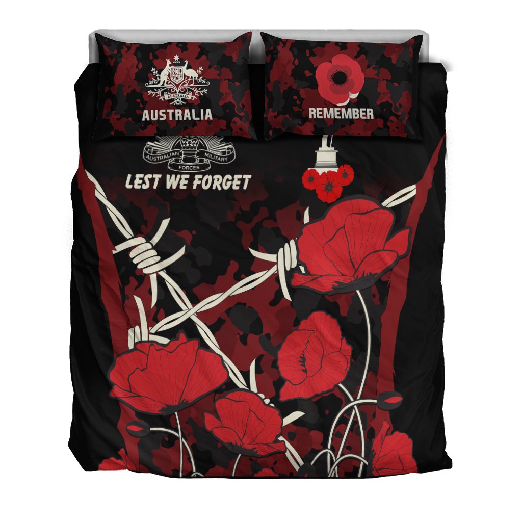 ANZAC Bedding Set - ANZAC with Remembrance Poppy Flower Ver2 - Vibe Hoodie Shop