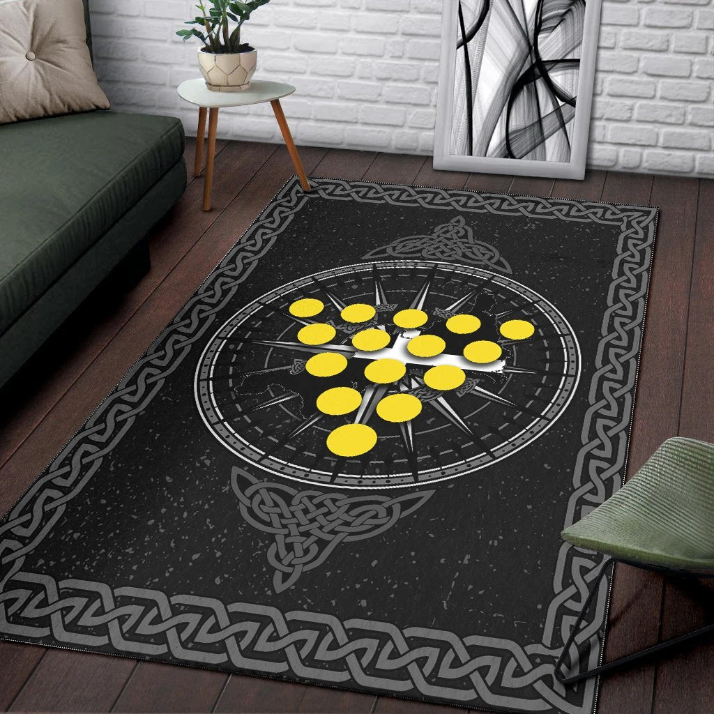 Cornwall Celtic Area Rug - Celtic Compass With Cornish Symbols - Vibe Hoodie Shop