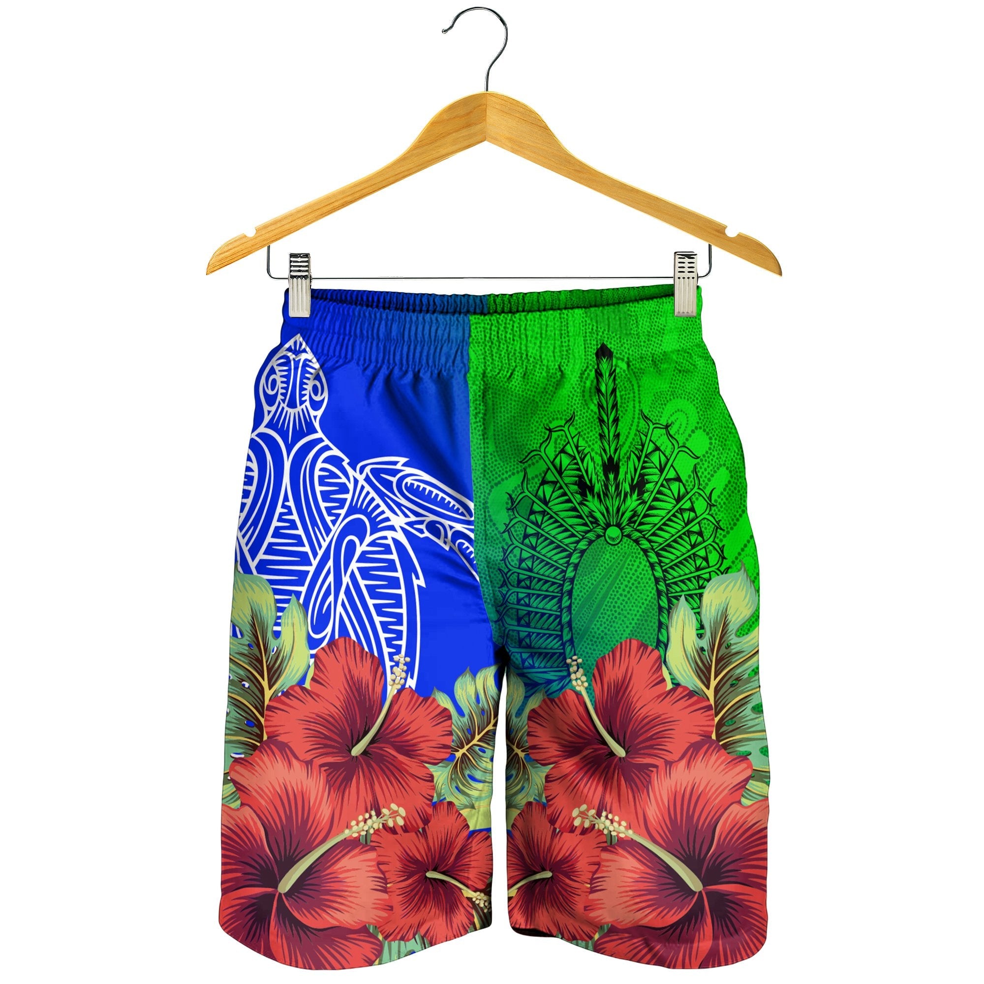 Torres Strait Islanders Men Shorts - Ocean Hibiscus - Vibe Hoodie Shop