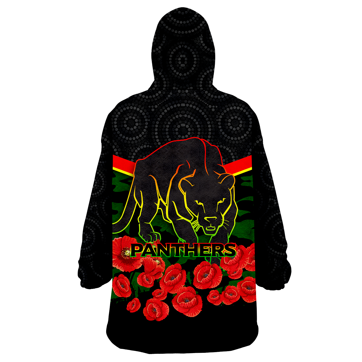 Panthers ANZAC Day Wearable Blanket Hoodie - Indigenous Art - - Vibe Hoodie Shop