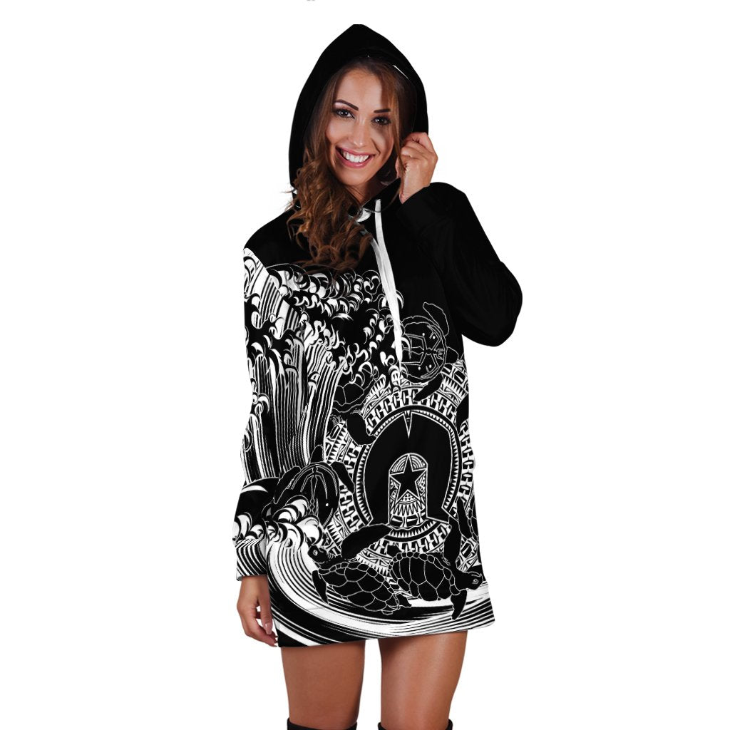 Aboriginal Hoodie Dress, Torres Strait Islands in Wave (Black) - Vibe Hoodie Shop